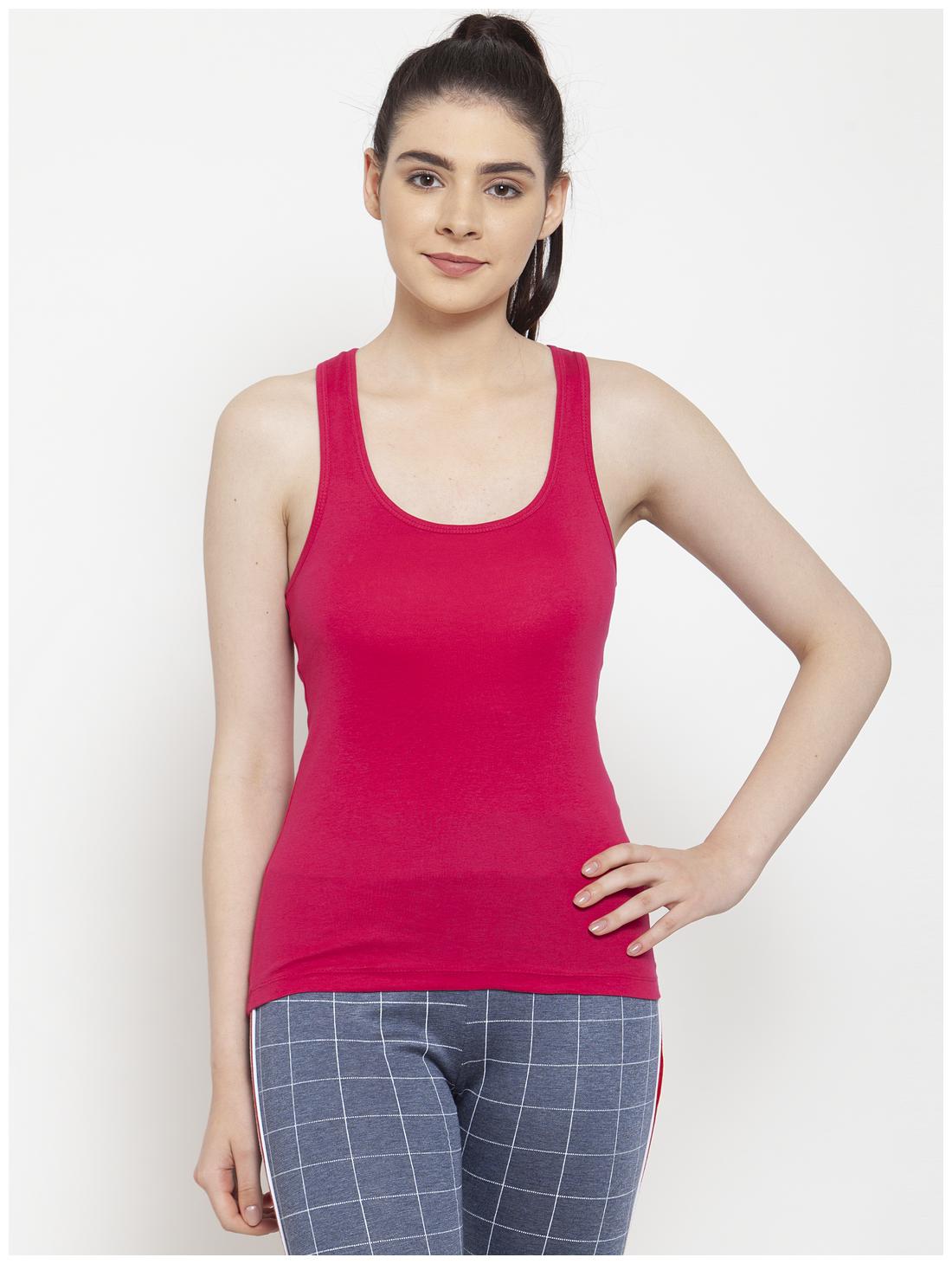 

Friskers Women Pink Regular fit U neck Cotton Tank top