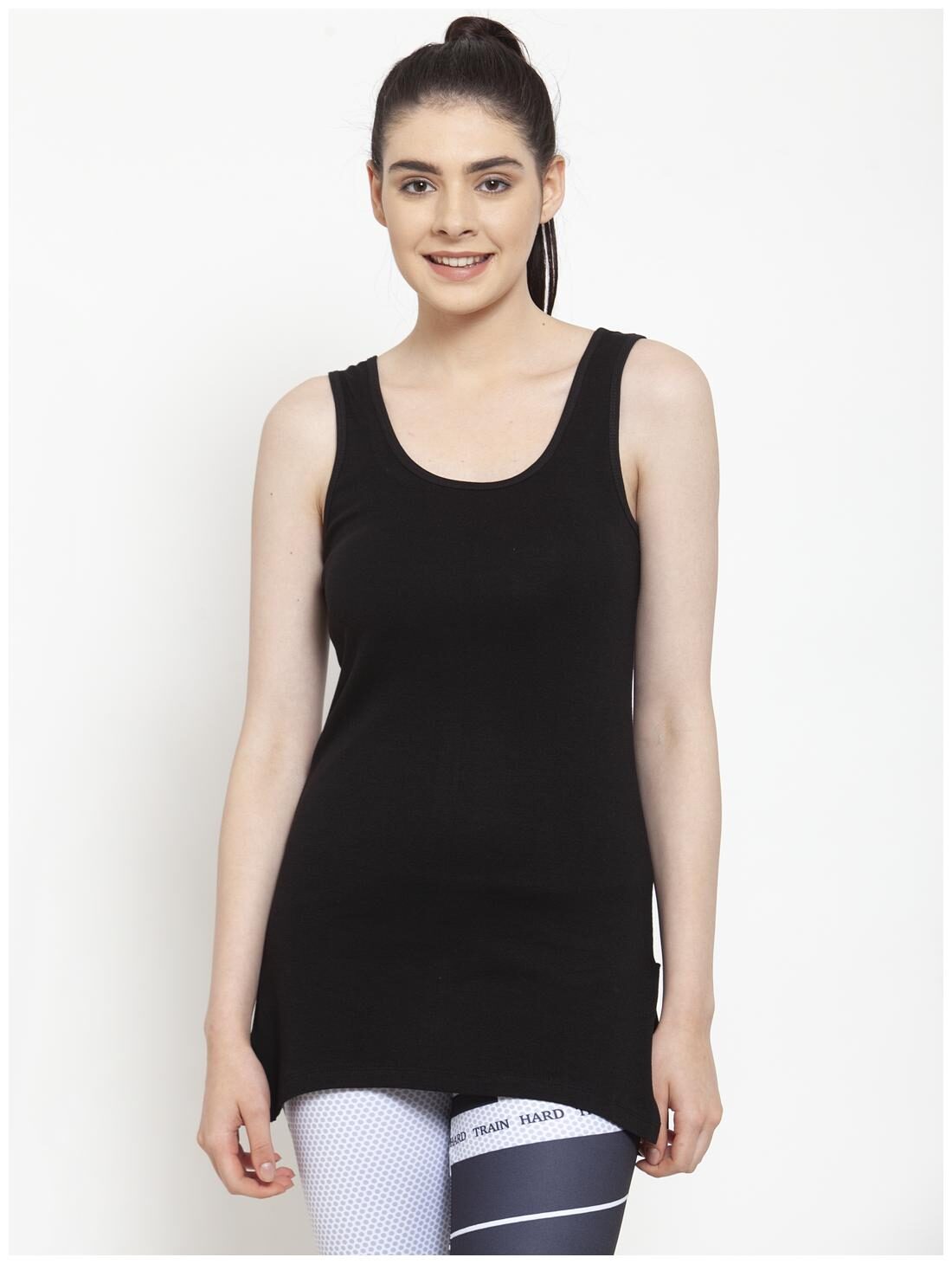 

Friskers Women Black Regular fit U neck Cotton Tank top