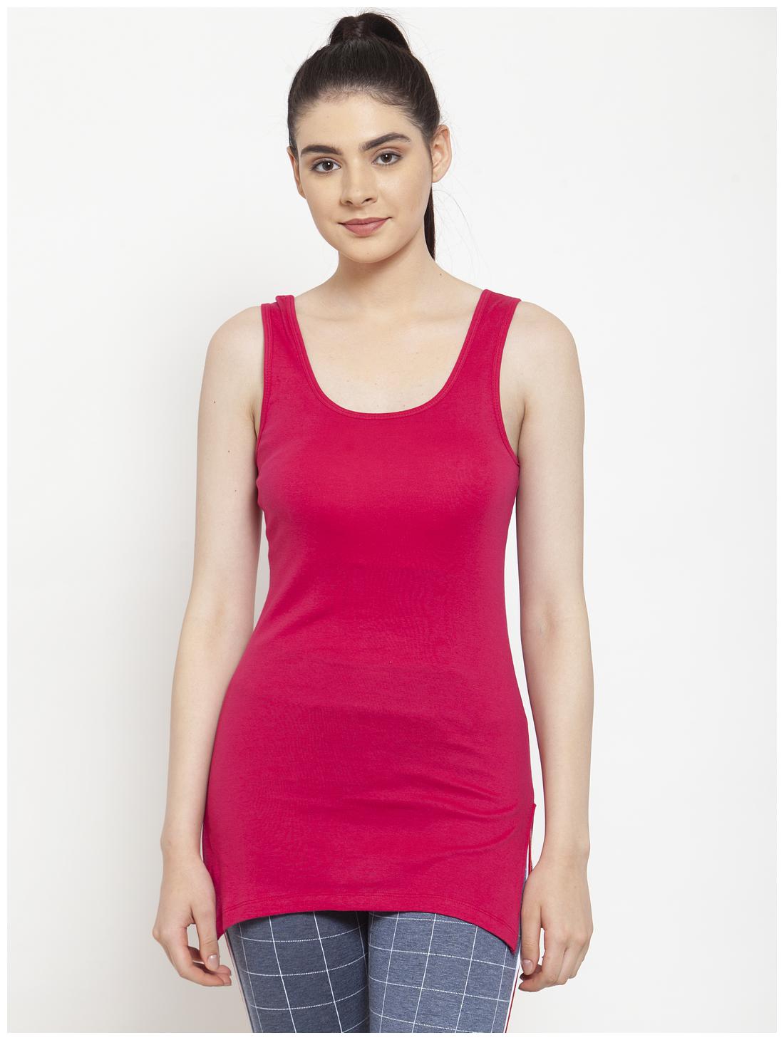 

Friskers Women Pink Regular fit U neck Cotton Tank top