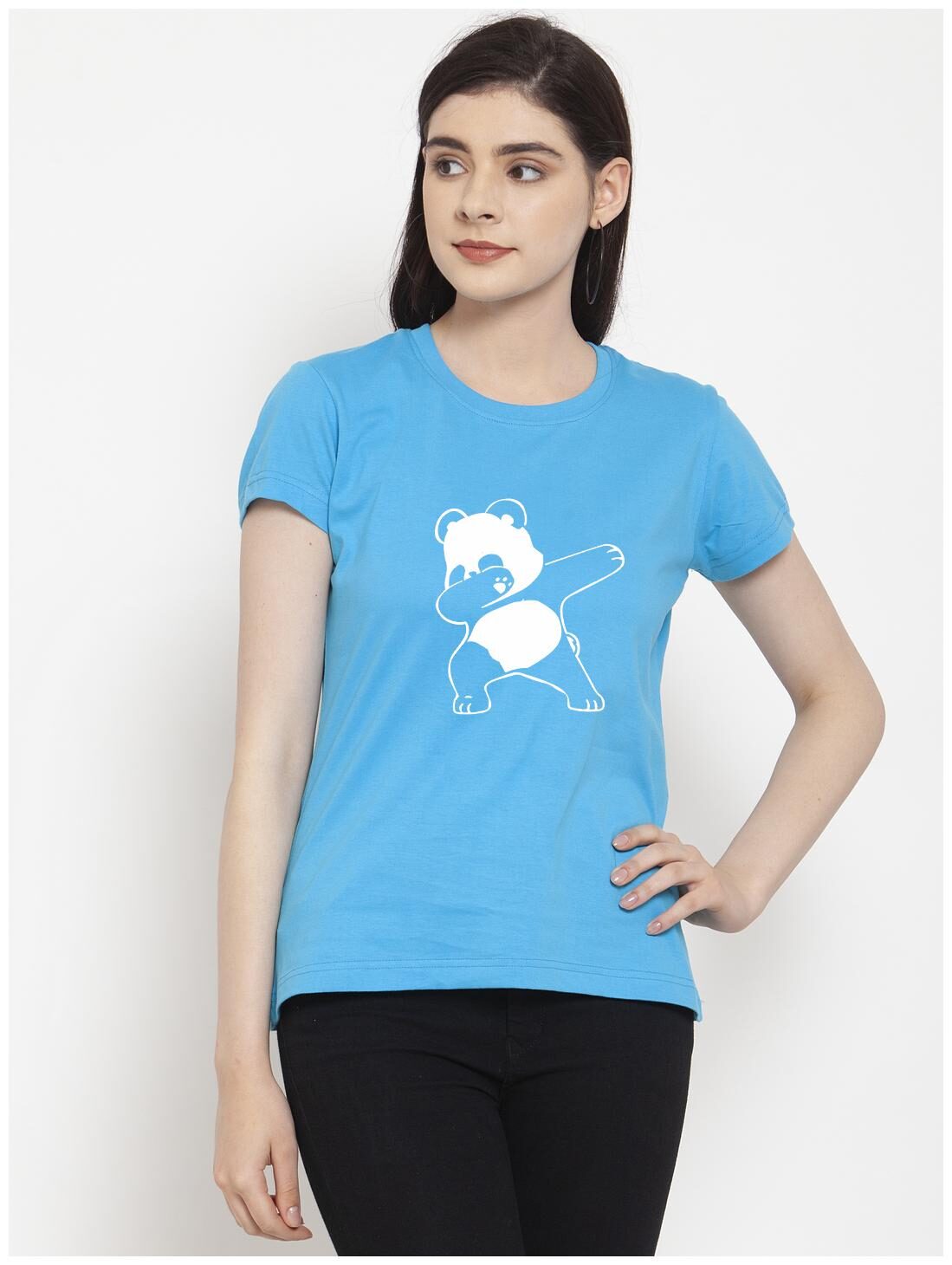 

Friskers Women Turquoise Regular fit Round neck Cotton T shirt
