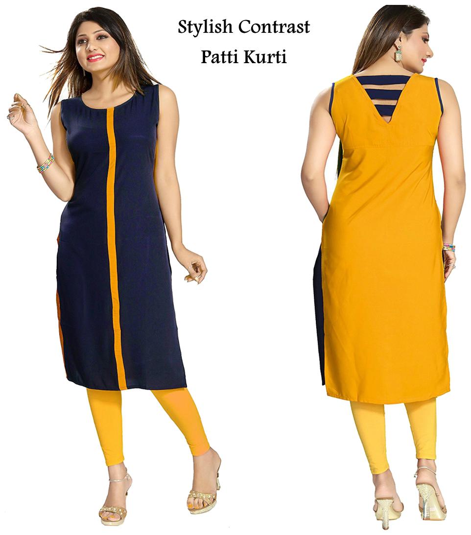 

Chrome Coral Women Blue Solid Straight Kurta