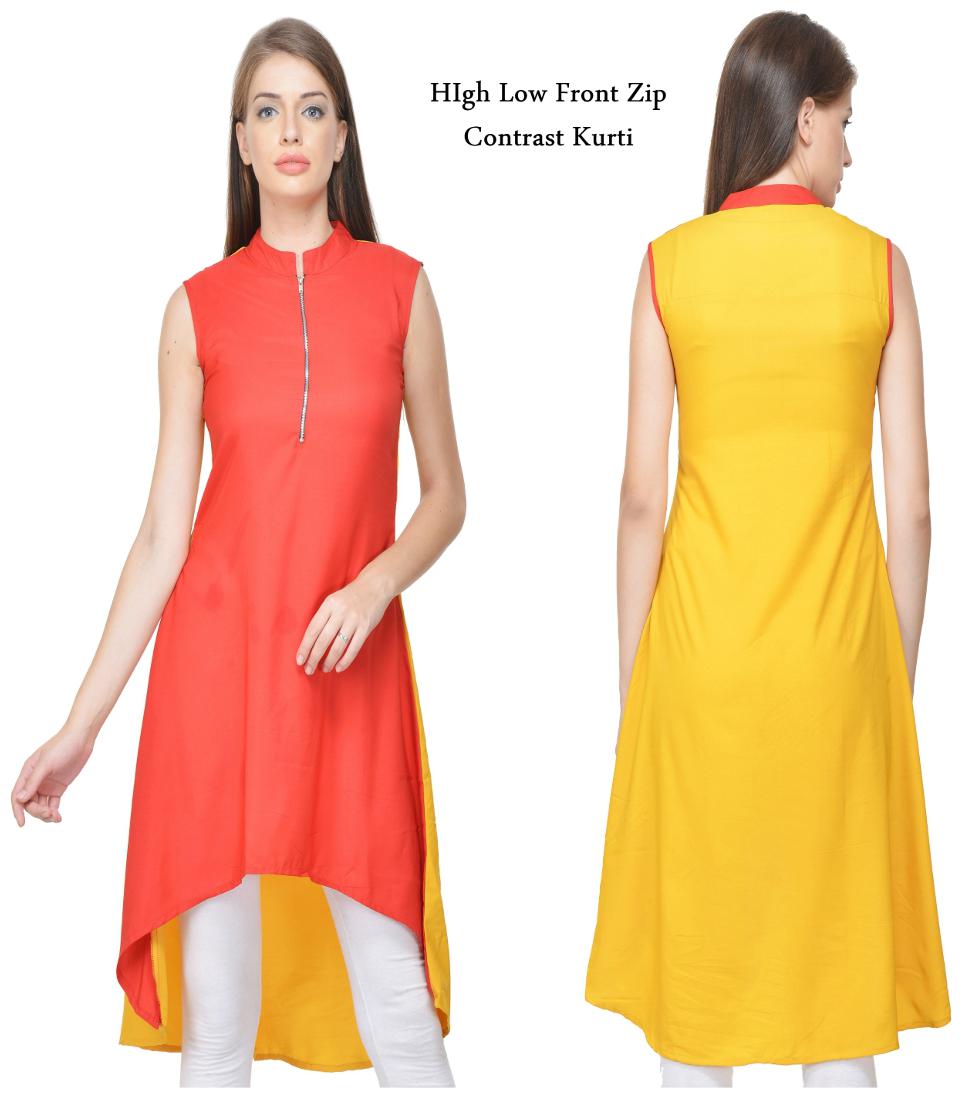 

Chrome Coral Women Red Solid Straight Kurta