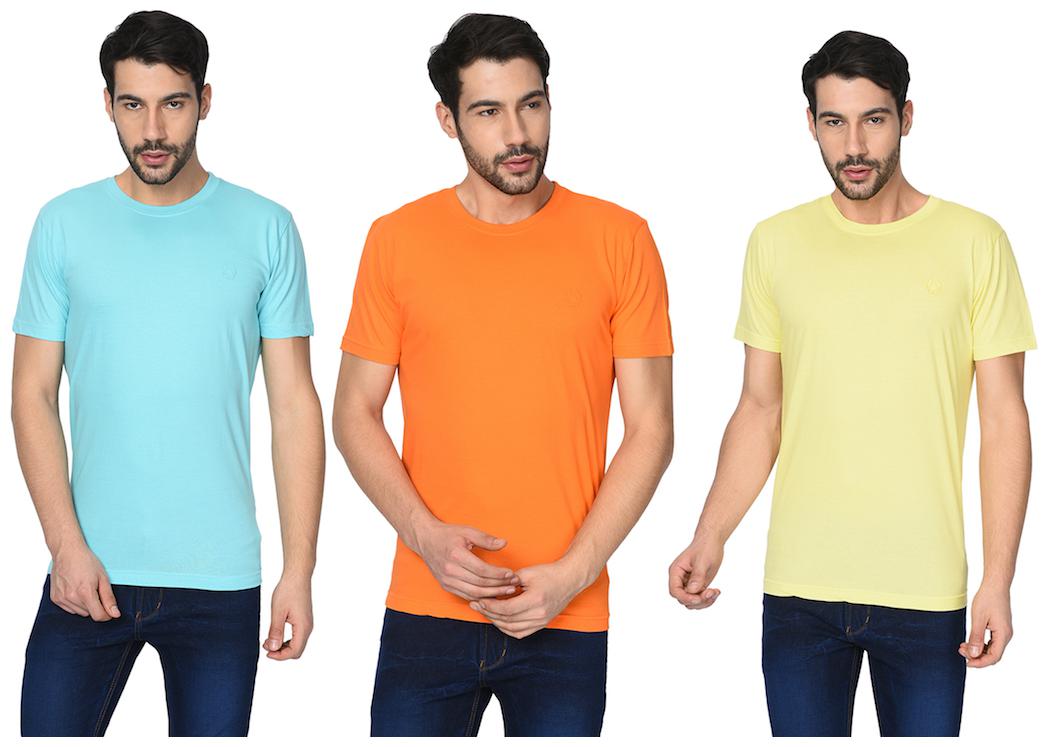 

FRUCH Men Multi Regular fit Cotton Round neck T-Shirt - Pack Of 3