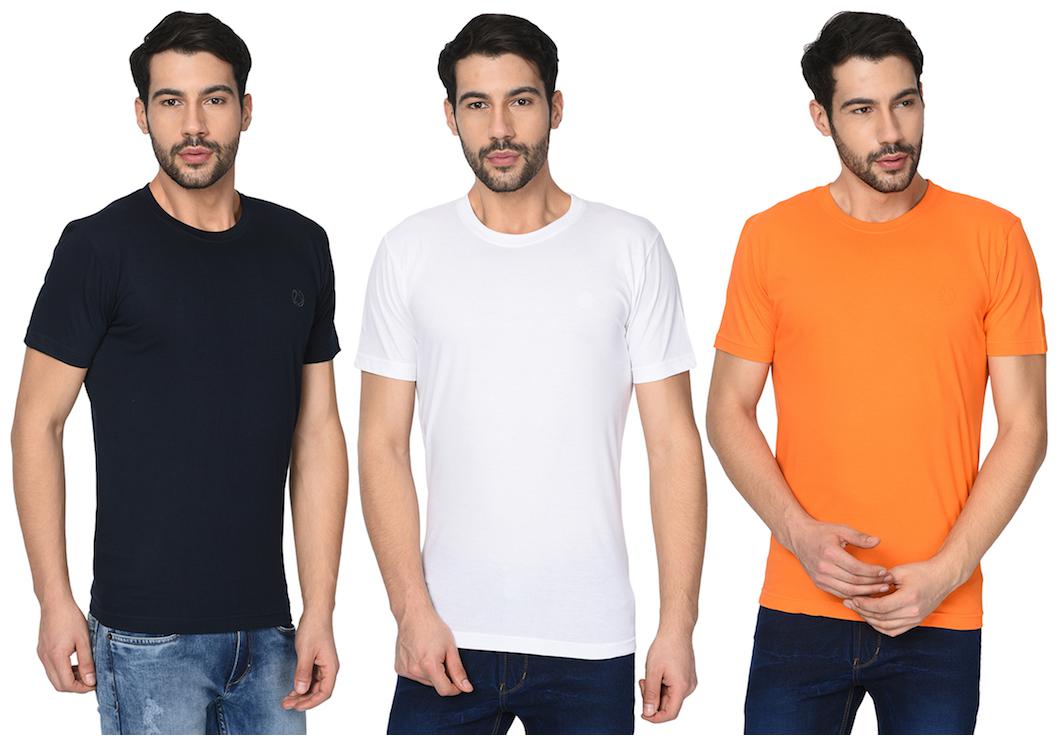 

FRUCH Men Multi Regular fit Cotton Round neck T-Shirt - Pack Of 3