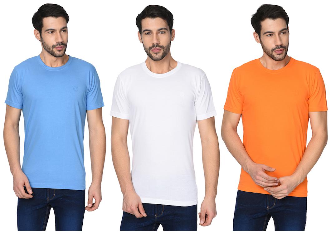 

FRUCH Men Multi Regular fit Cotton Round neck T-Shirt - Pack Of 3