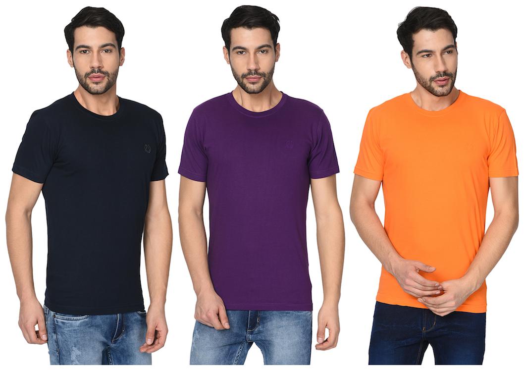 

FRUCH Men Multi Regular fit Cotton Round neck T-Shirt - Pack Of 3