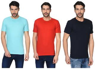 Fruch Men Solid Round Neck T-Shirt Combo (Pack of 3) - Multi