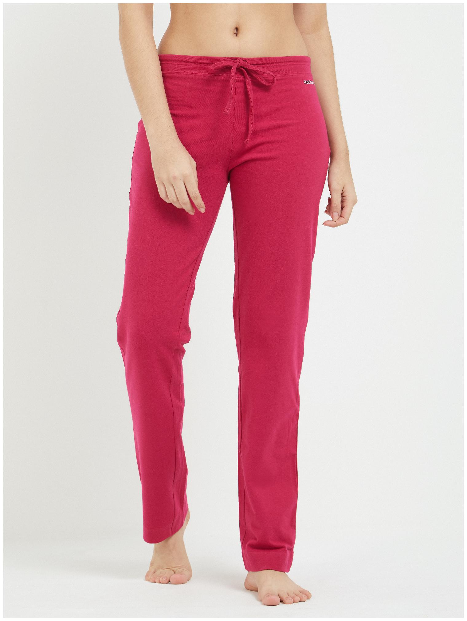 

Fruit Of The Loom Women Cotton Blend Regular Fit Track Pants -Red