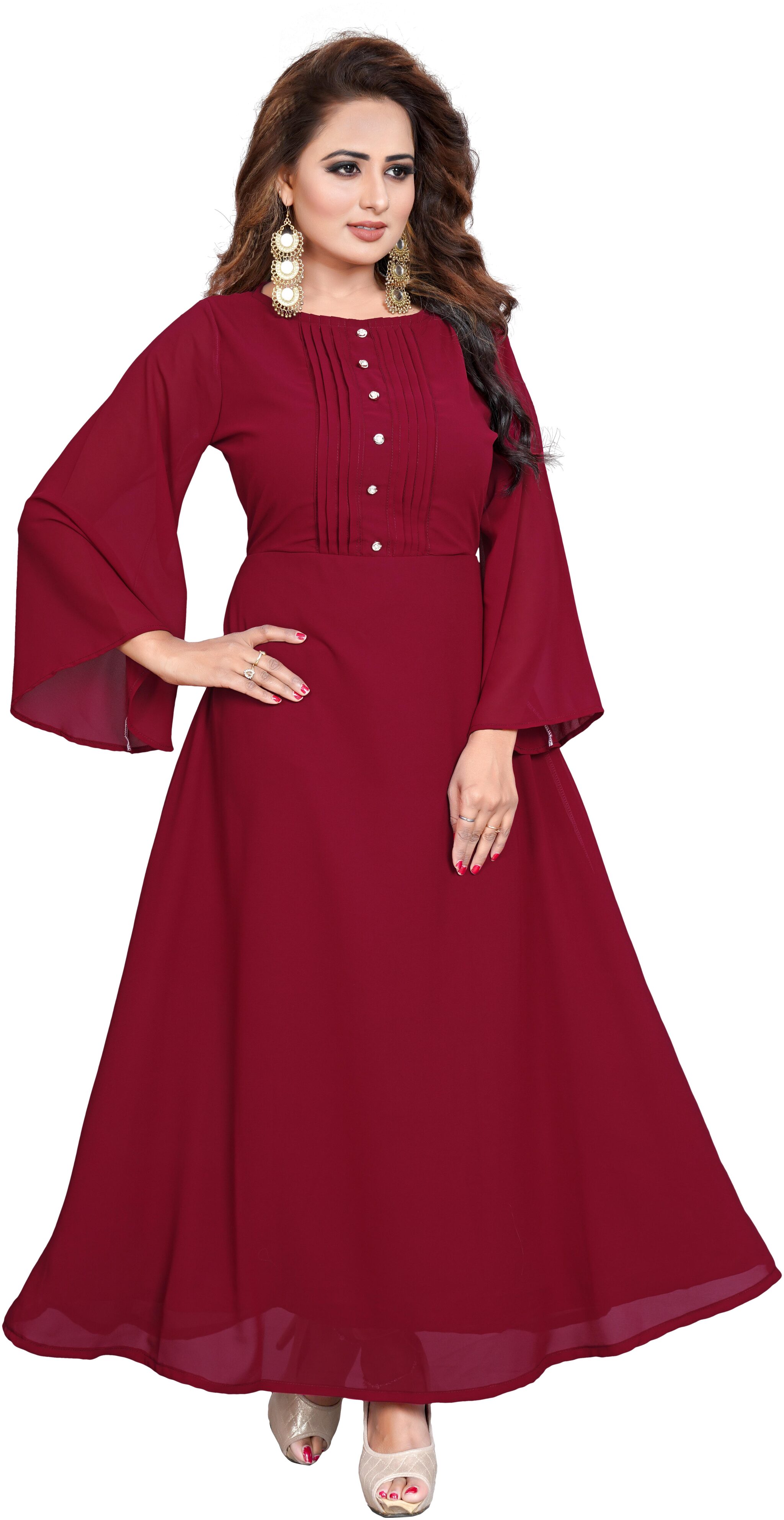 

Fumvel Gowns Georgette Stitched Gown for Womens