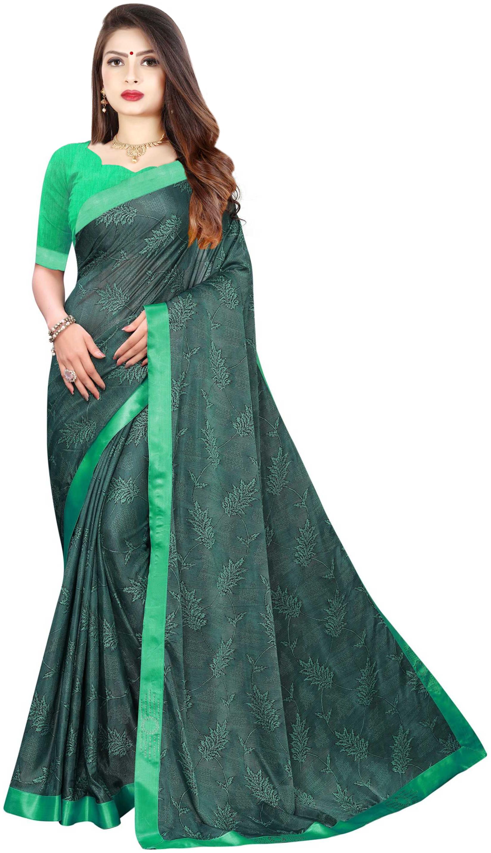 

Fumvel Saree Lycra Blend Lace Worked Printed Saree with Blouse Piece