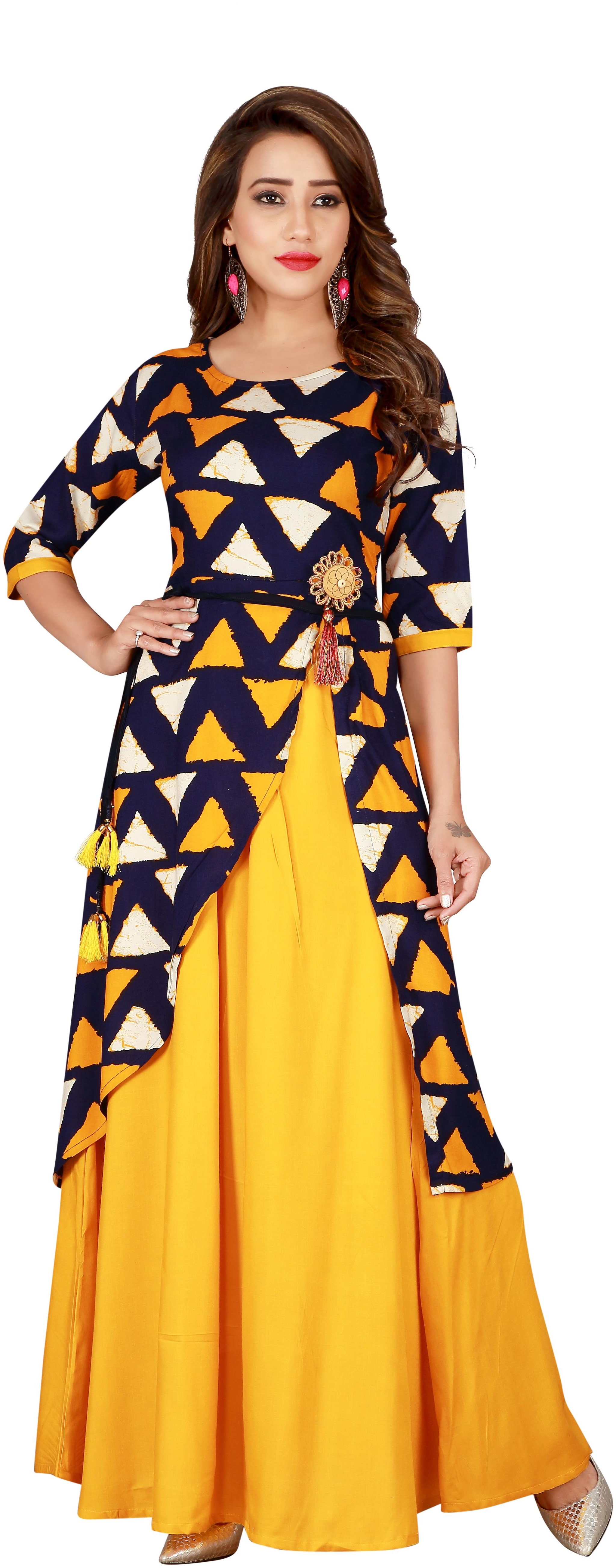 

Fumvel Gowns Havy Reyon Slub Stitched Gown for Womens