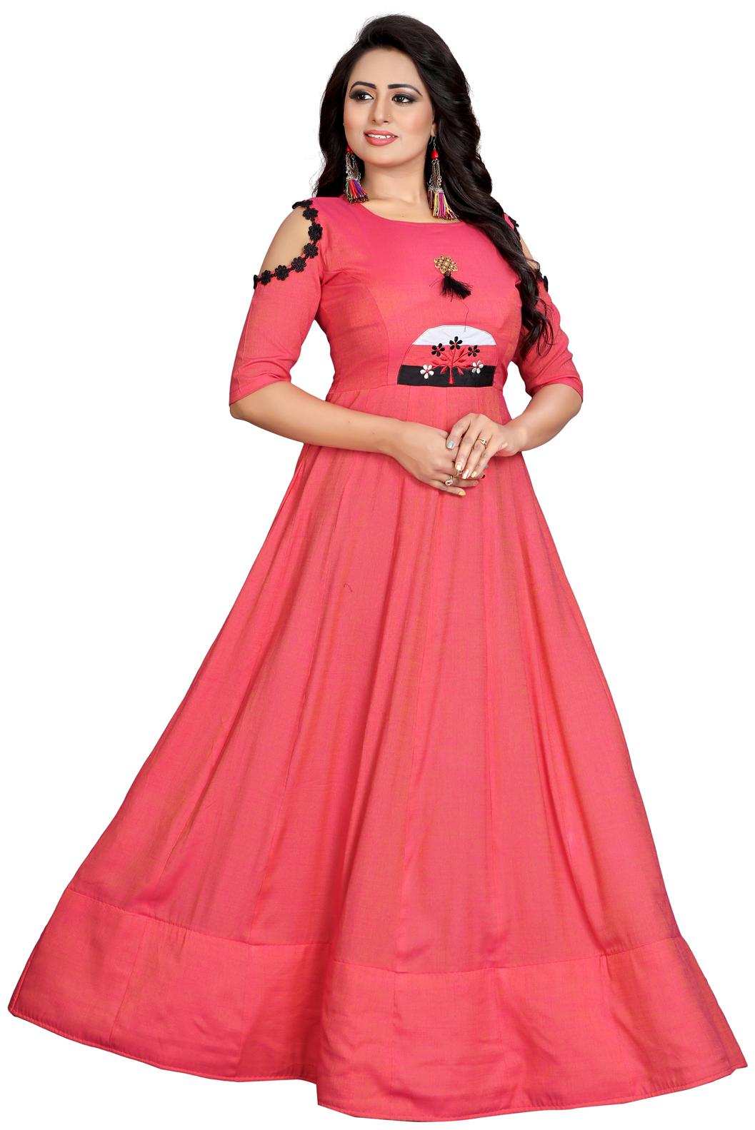 

Fumvel Gowns Havy Reyon Slub Stitched Gown for Womens