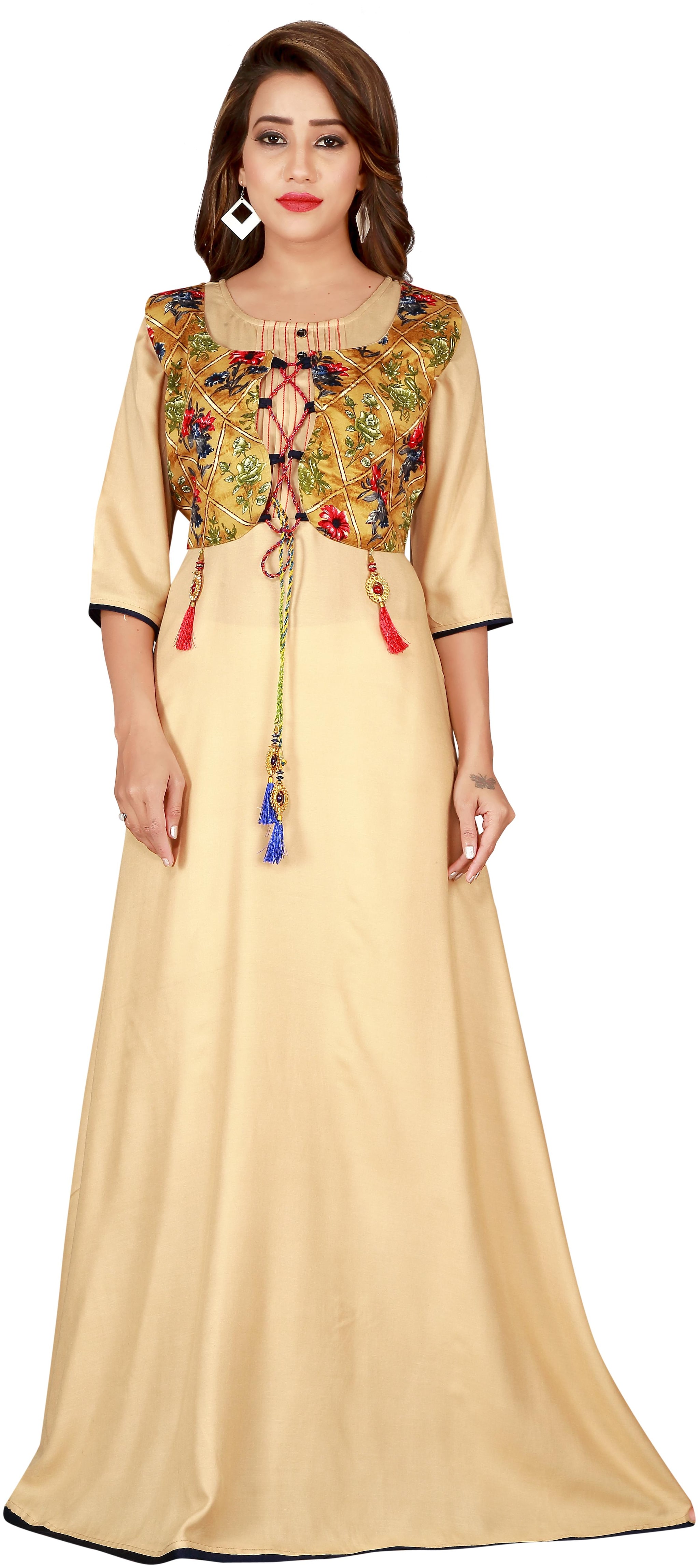

Fumvel Gowns Havy Reyon Slub Stitched Gown for Womens
