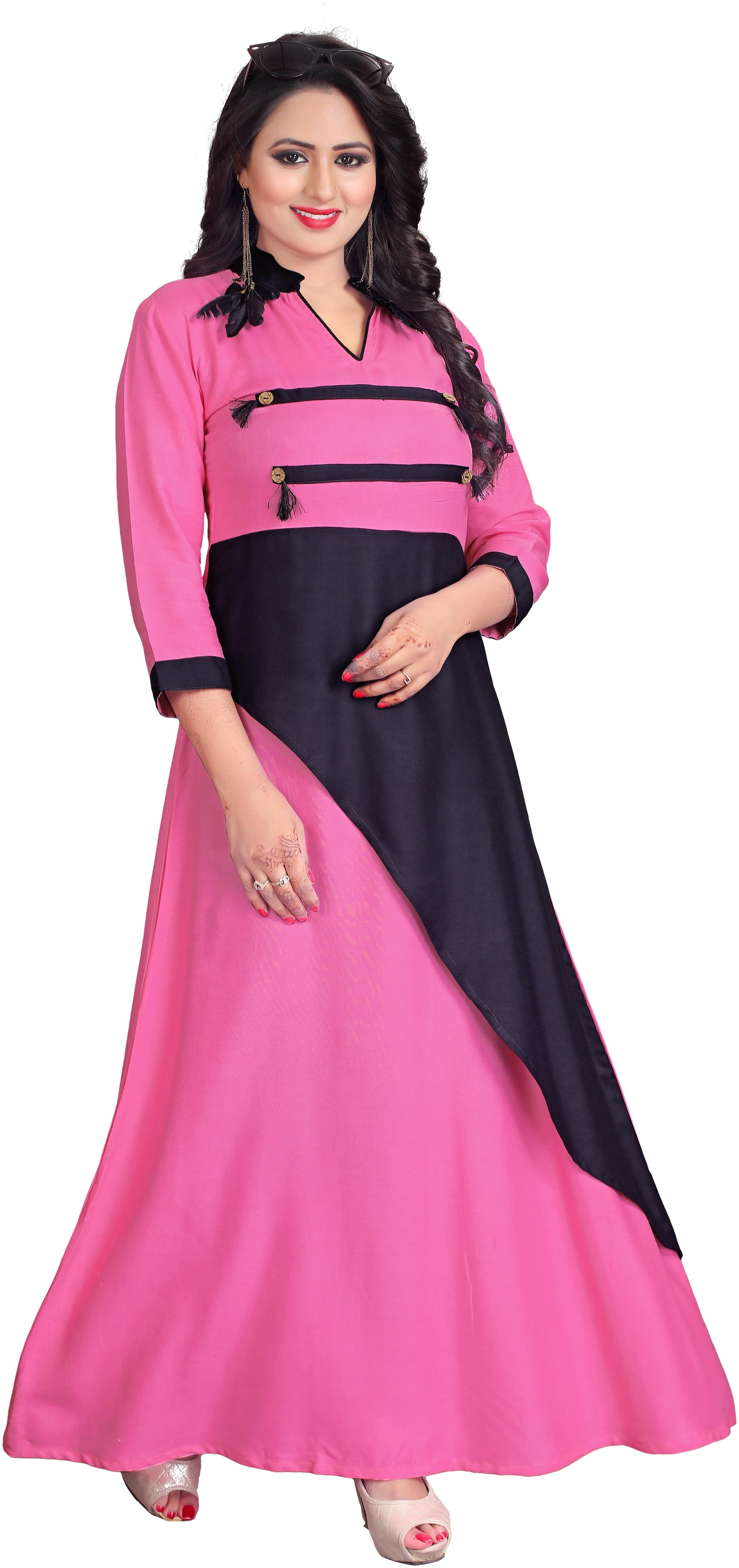 

Fumvel Gowns Havy Reyon Slub Stitched Gown for Womens