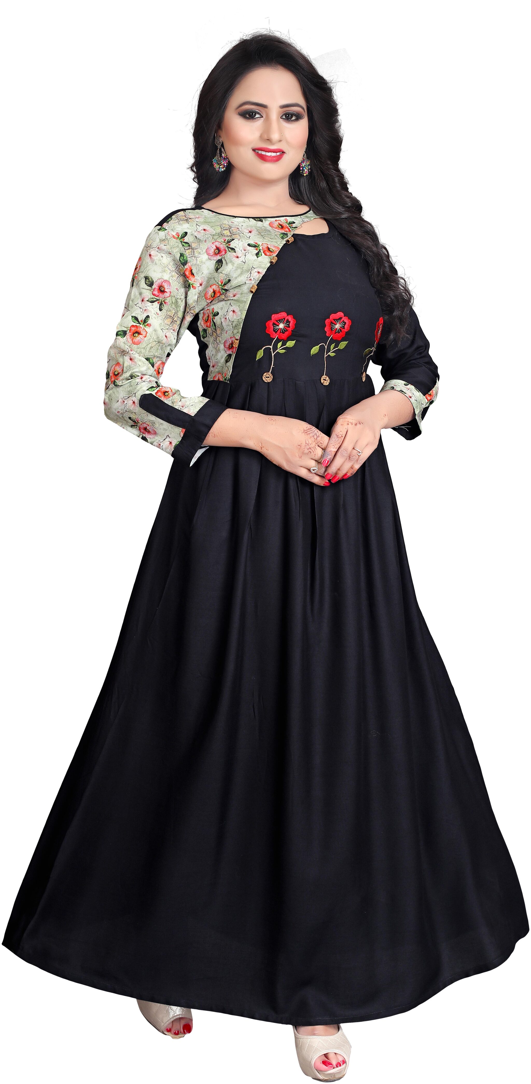 

Fumvel Gowns Havy Reyon Slub Stitched Gown for Womens