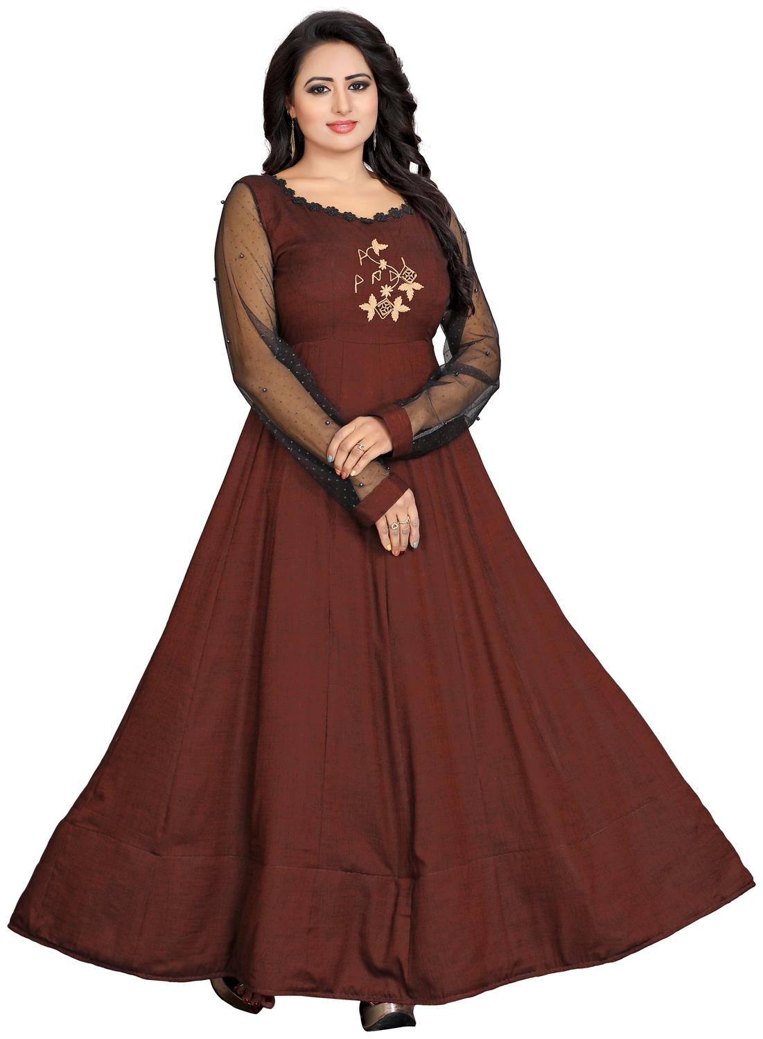 

Fumvel Gowns Havy Reyon Slub Stitched Gown for Womens