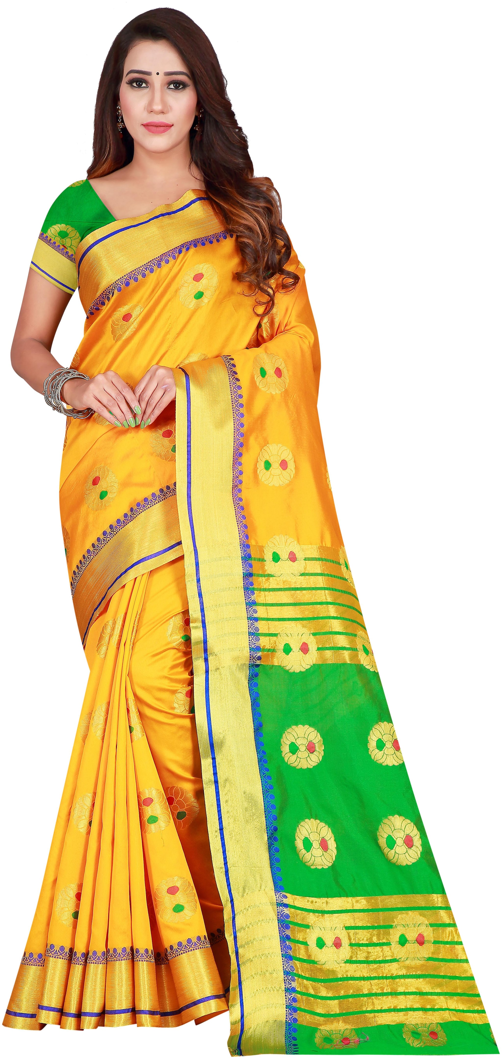 

Fumvel Saree Woven Jaquard Black Kota Saree With Blouse Piece
