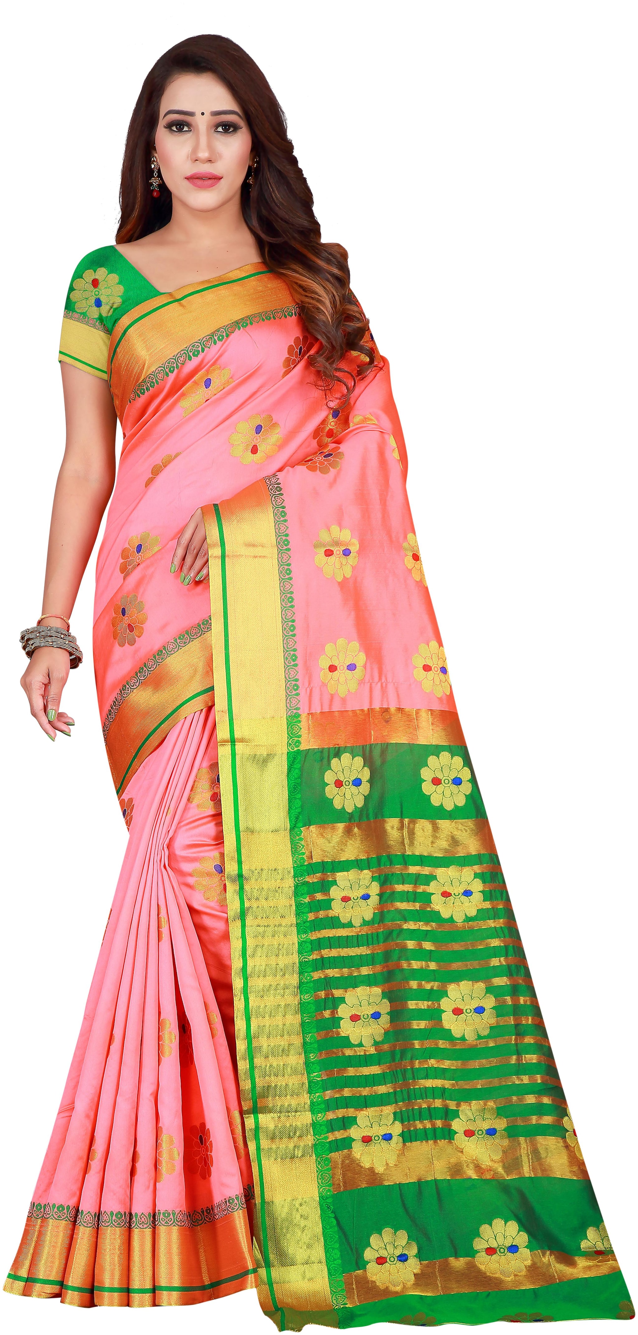 

Fumvel Saree Woven Jaquard Black Kota Saree With Blouse Piece