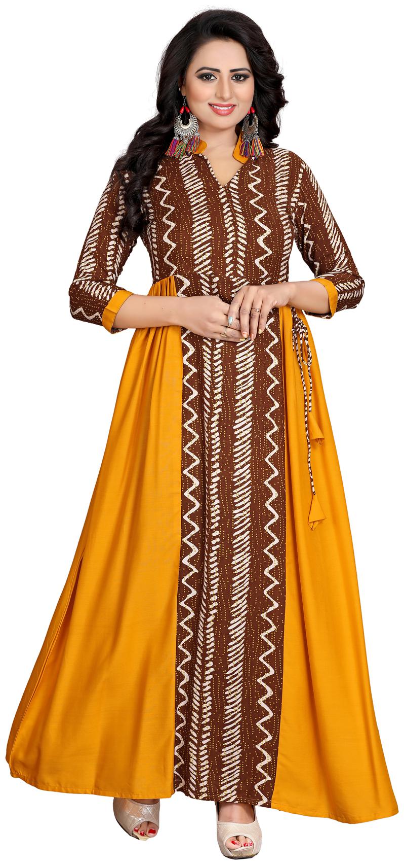

Fumvel Gowns Havy Reyon Slub Stitched Gown for Womens