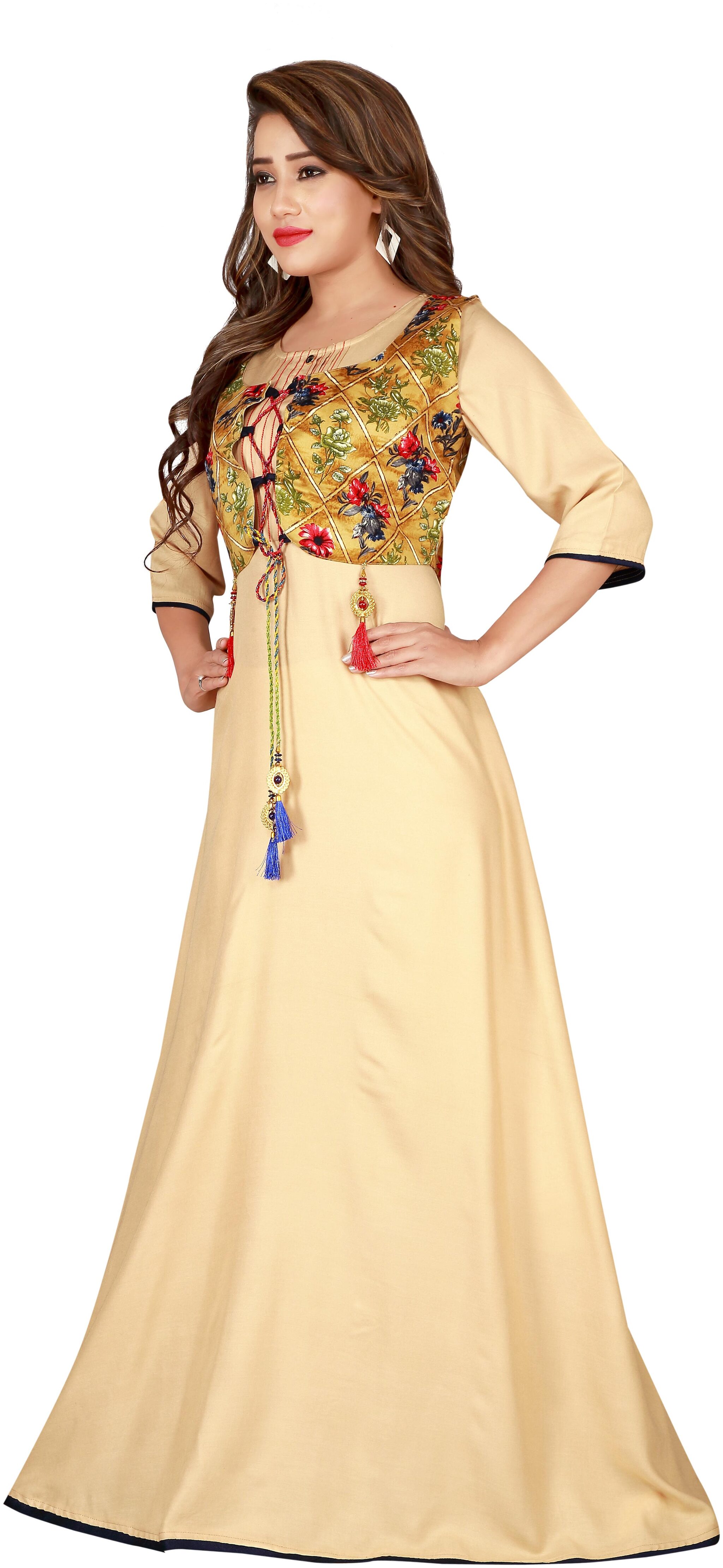 

Fumvel Gowns Havy Reyon Slub Stitched Gown for Womens