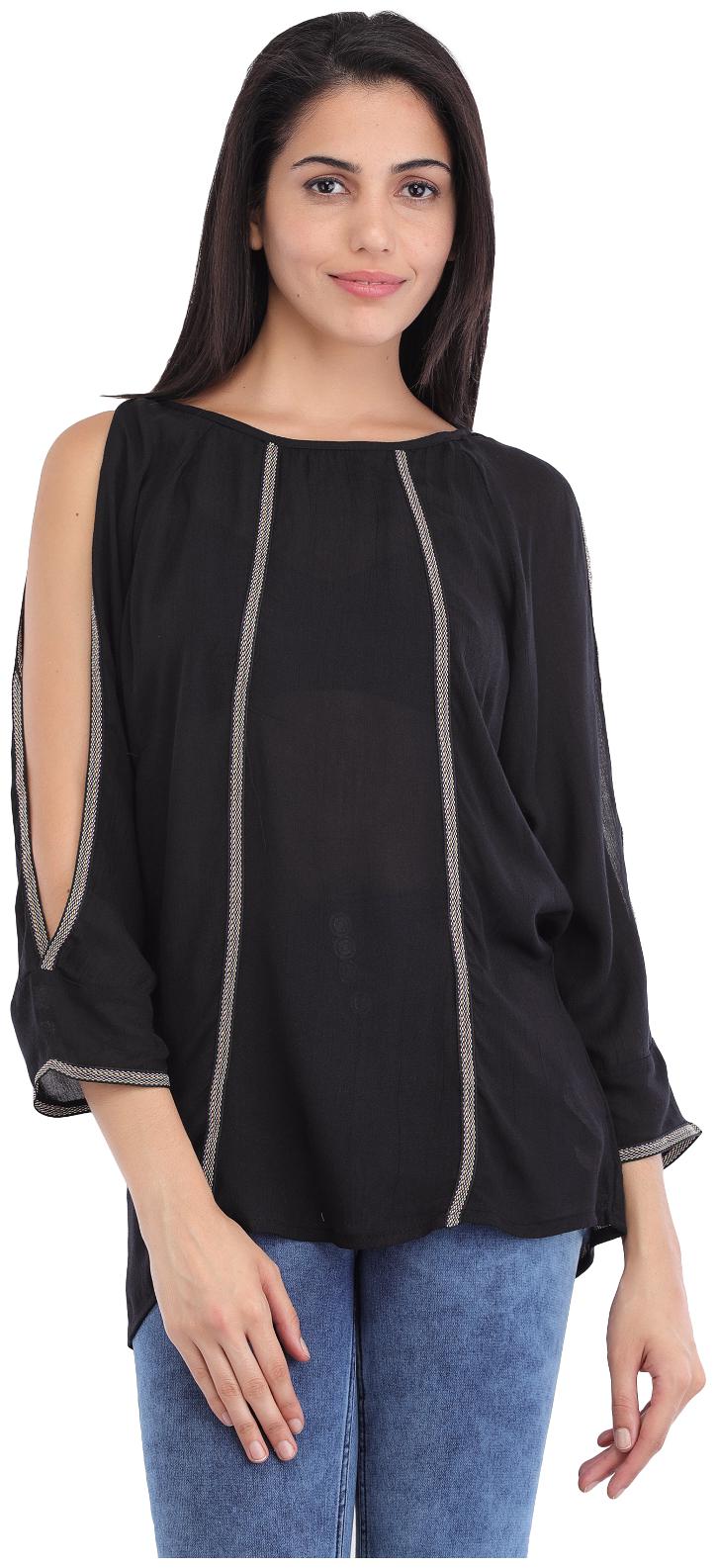 

Funku Fashion Women Solid Regular top - Black