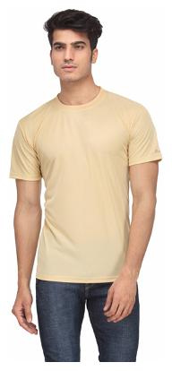

FUNKY GUYS Men Beige Slim fit Polyester Round neck T-Shirt - Pack Of 1