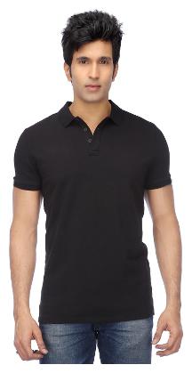 

FUNKY GUYS Men Black Slim fit Cotton Blend Polo collar T-Shirt - Pack Of 1