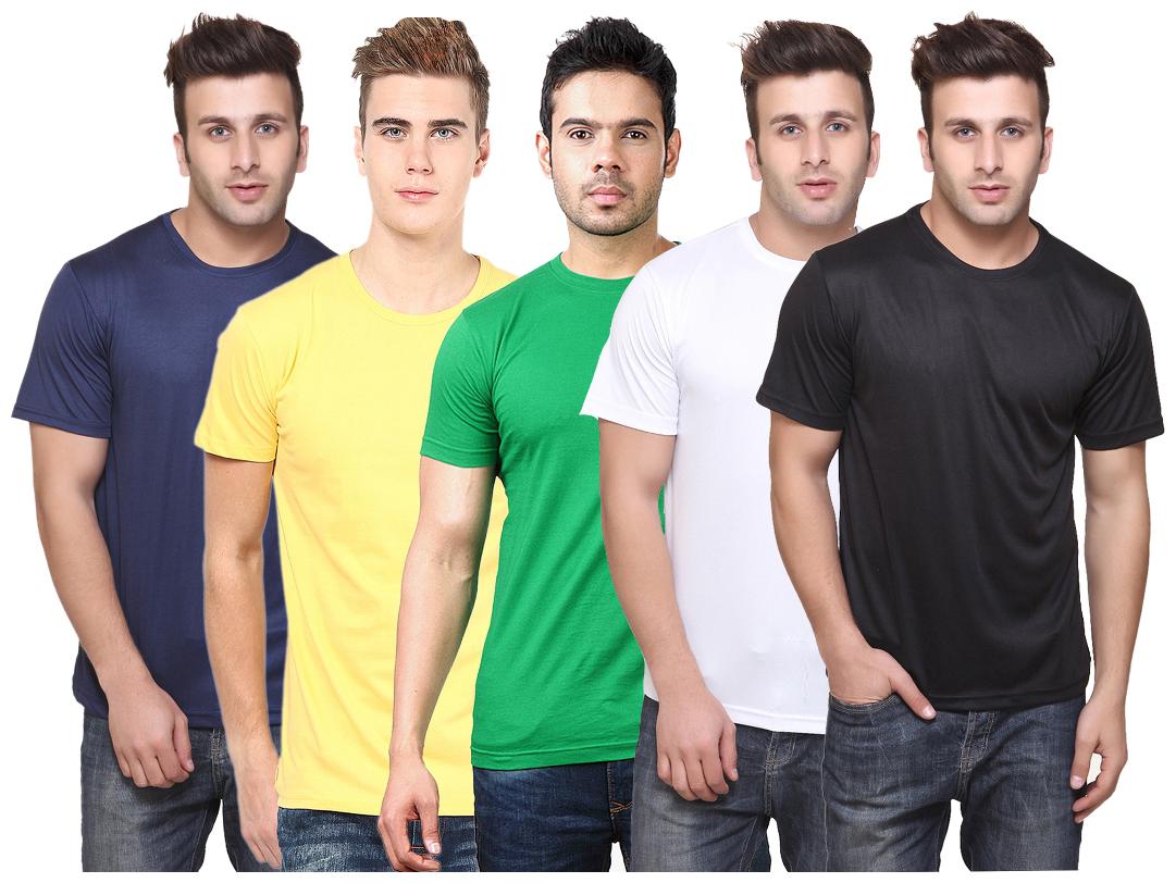 

FUNKY GUYS Men Multi Slim fit Cotton Round neck T-Shirt - Pack Of 5