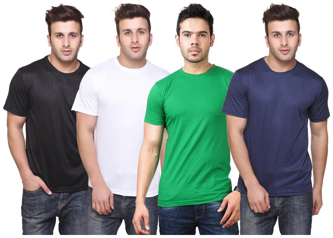 

FUNKY GUYS Men Grey Slim fit Cotton Polo collar T-Shirt - Pack Of 4