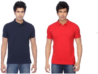 FUNKY GUYS Pack Of Navyblue and Red Polo T Shirts