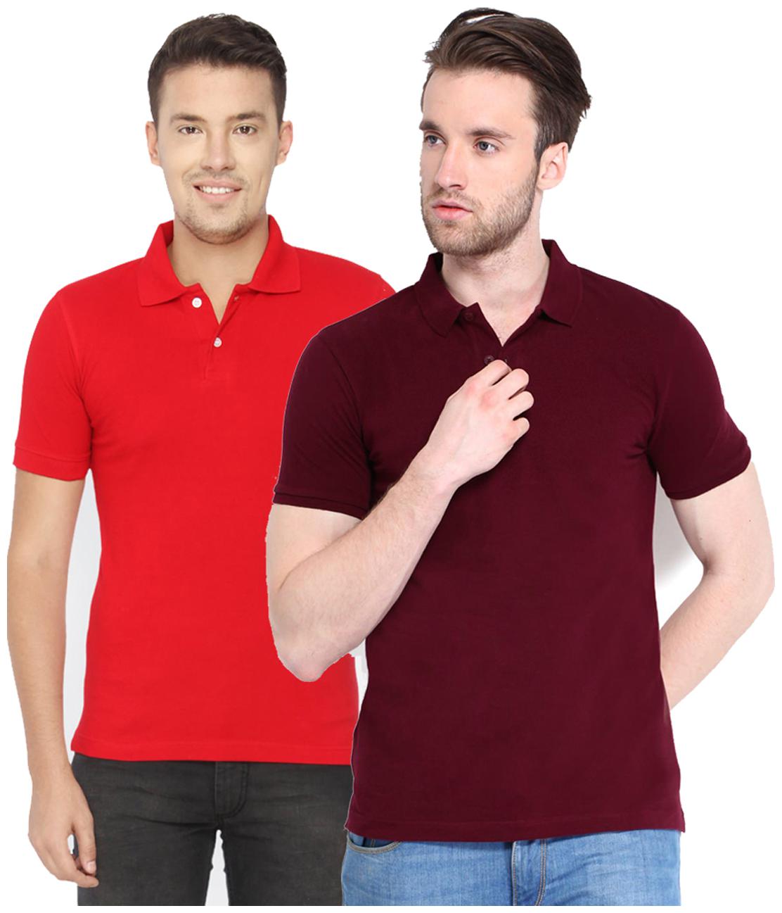 

FUNKY GUYS Pack Of Red and Maroon Polo T Shirts