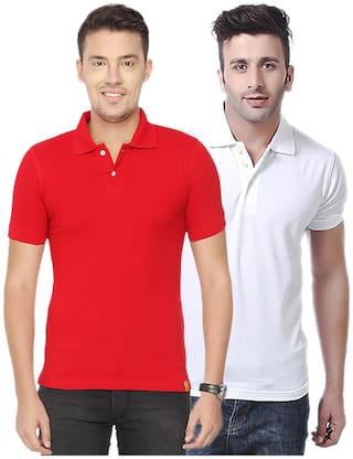 FUNKY GUYS Pack Of Red and White Polo T Shirts(size-40)
