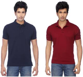 FUNKY GUYS Pack Of Maroon and Navyblue Polo T Shirts