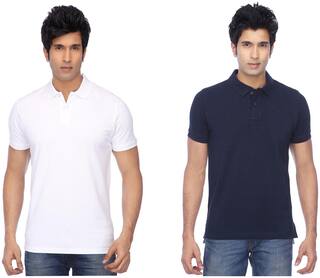 FUNKY GUYS Pack Of White and Navyblue Polo T Shirts(size-40)