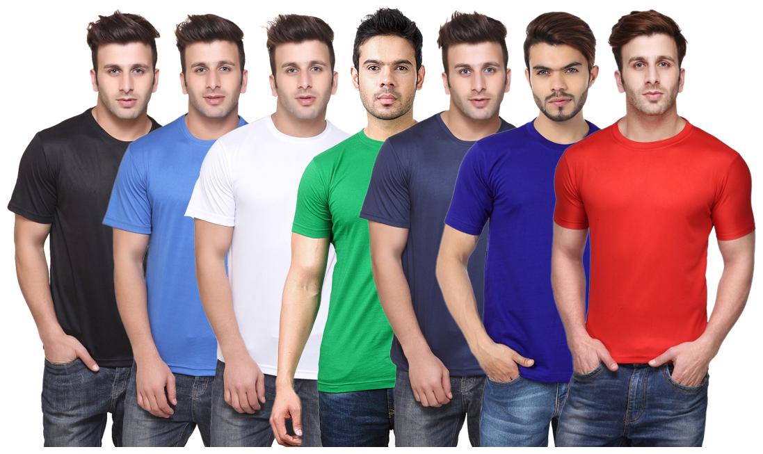 

FUNKY GUYS Men Maroon Slim fit Polyester Round neck T-Shirt - Pack Of 7