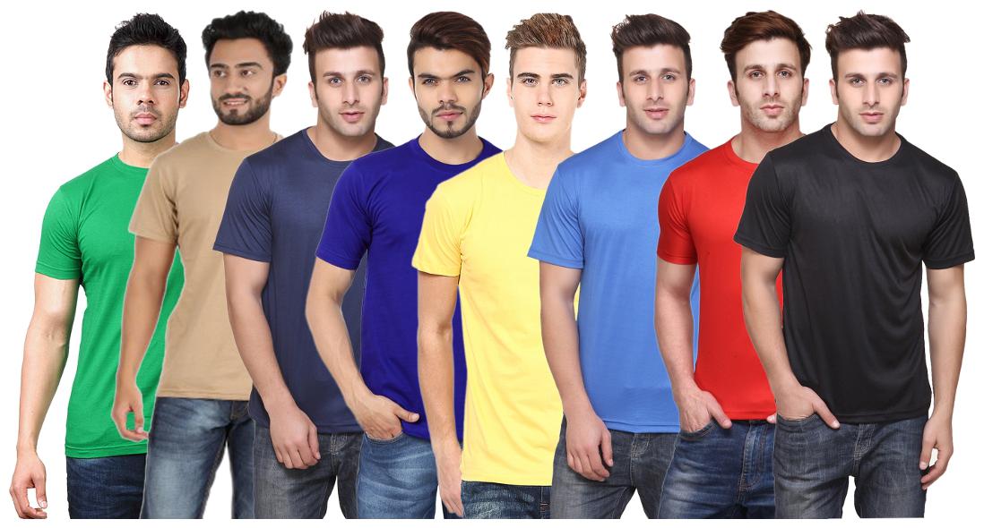 

FUNKY GUYS Men Multi Slim fit Polyester Round neck T-Shirt - Pack Of 8