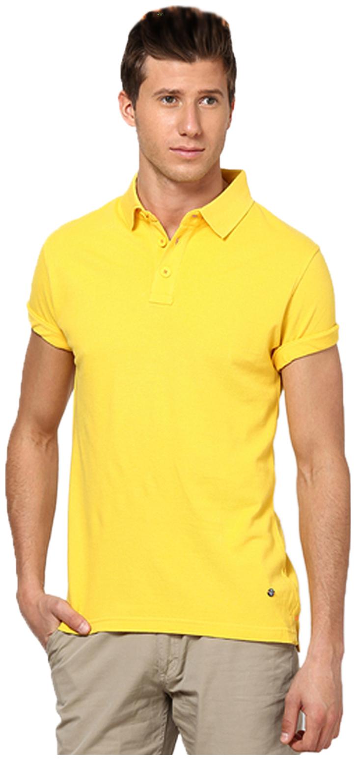 

FUNKY GUYS Men Yellow Slim fit Polyester Polo collar T-Shirt - Pack Of 1