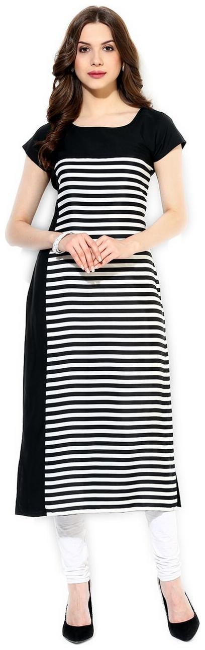 

FUOKO BLACK STRIP CREPE KURTI