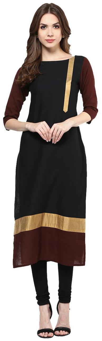 

FUOKO Black Crepe FWAPKU020BLA42 Kurti