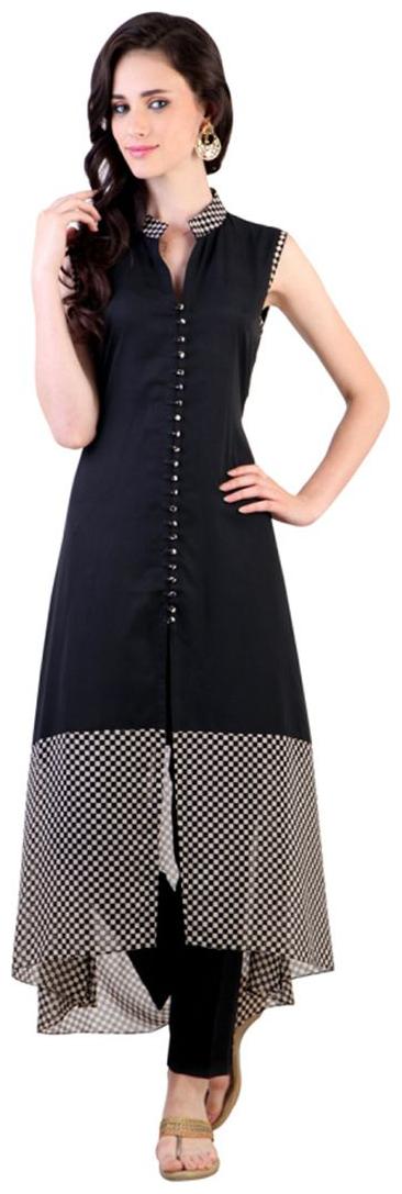 

FUOKO Black Crepe FWAPKU018BLA44 Kurti