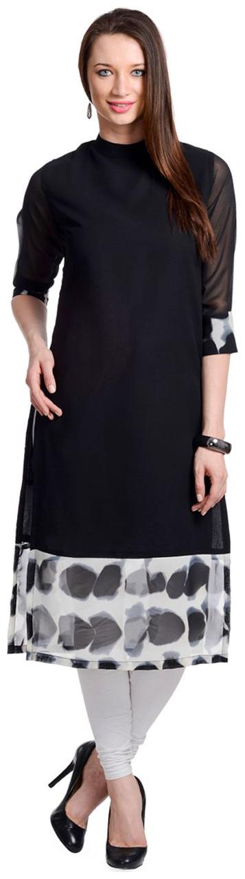 

FUOKO Black Crepe FWAPKU011BLA44 Kurti