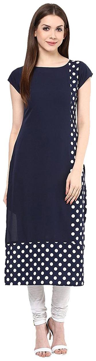 

Fuoko Women Blue Polka Dots Straight Kurta