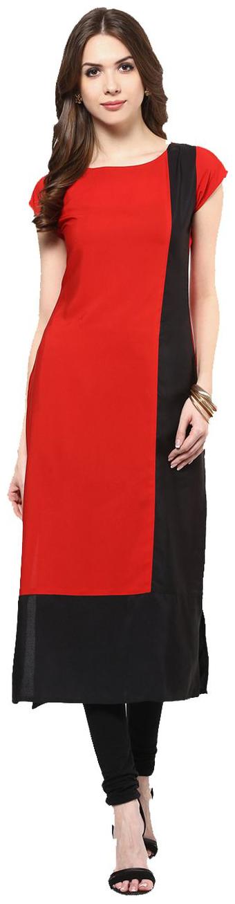 

FUOKO Red Crepe FWAPKU022RBK38 Kurti