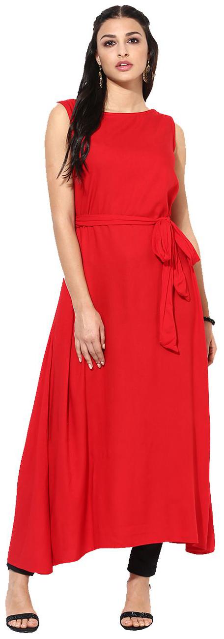 

FUOKO Red Crepe FWAPKU017RED36 Kurti