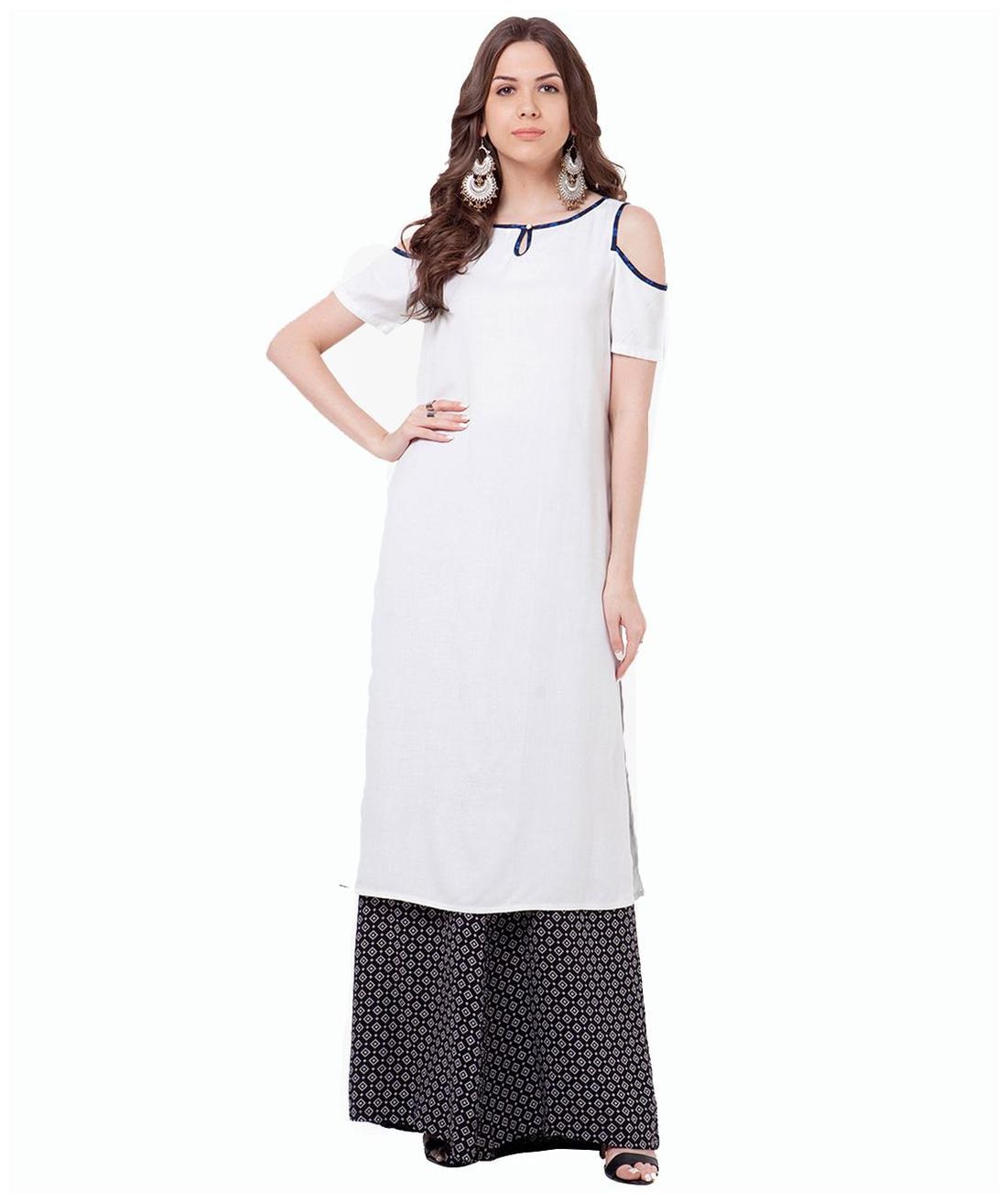 

FUOKO White Crepe FWAPKU014WHT44 Kurti