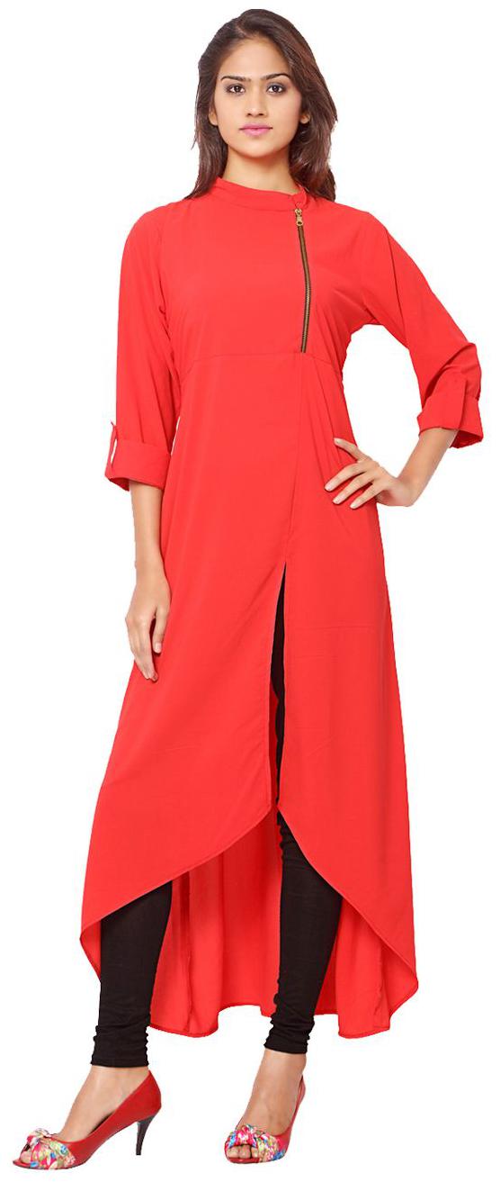 

Fuoko Women Red Solid Assymetrical Kurta