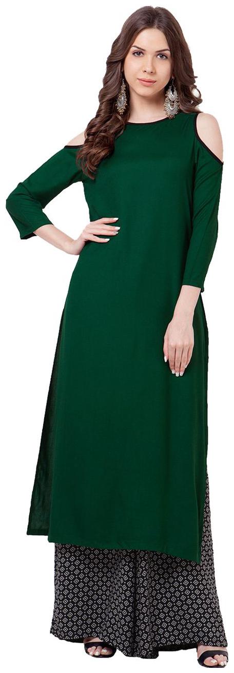 

Fuoko Women s Clothing Kurti for Women Latest Designer Wear Collection Crepe Green A Line Kurti