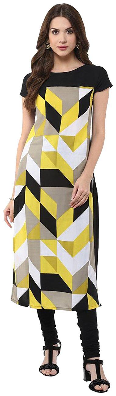 

Fuoko Women s Clothing Kurti for Women Latest Designer Wear Collection Crepe Multicolor A Line Kurti