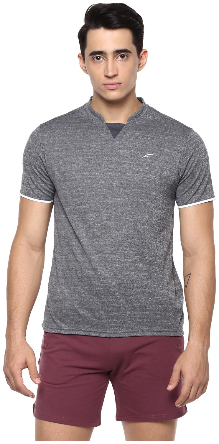 

FURO Men Grey Regular fit Polyester Henley neck T-Shirt - Pack Of 1