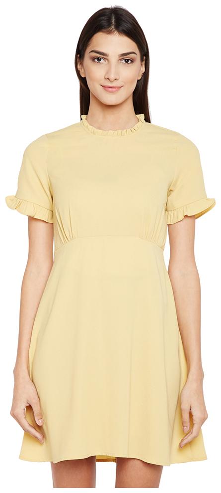 

OXOLLOXO Yellow Solid A-line dress
